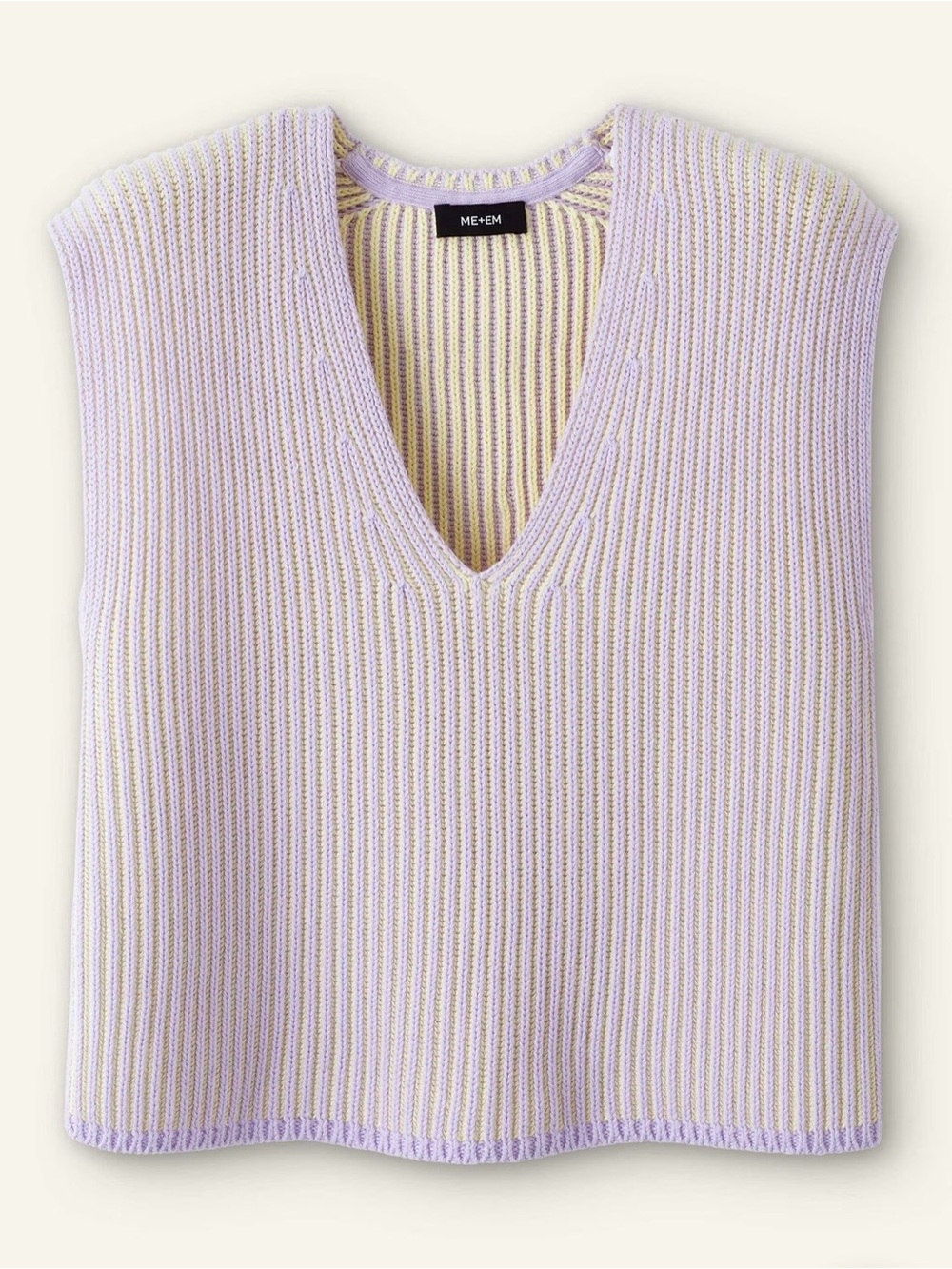 ME+EM Soft-Touch Rib Cotton Knit Sweater Vest purple size medium